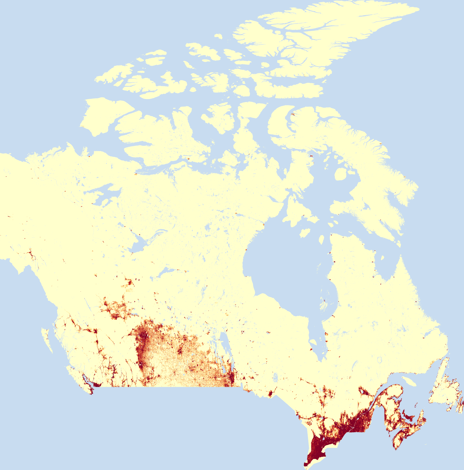 Canada Population Density Map People Per Km World Atlas Ca 