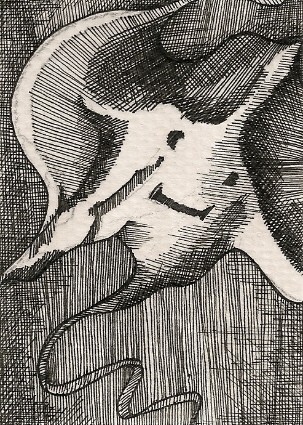 LEVERAGE | 2010 | pen and ink art card, 2.5" x 3.5"