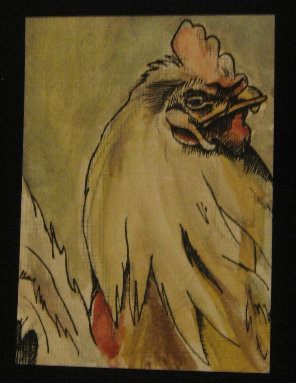 ROOSTER | 2010 | watercolor and ink art card, 2.5" x 3.5"