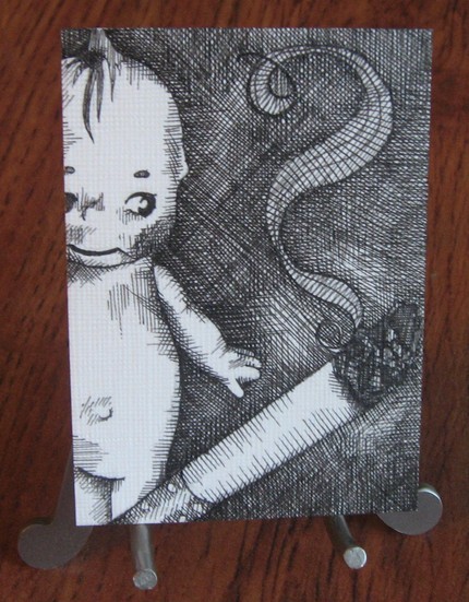 TEMPTATION | 2009 | pen and ink art card, 2.5" x 3.5"
