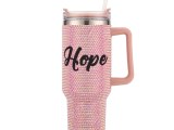 Bling Hope Message Studded 40oz Stainless Steel Tumbler With Handle