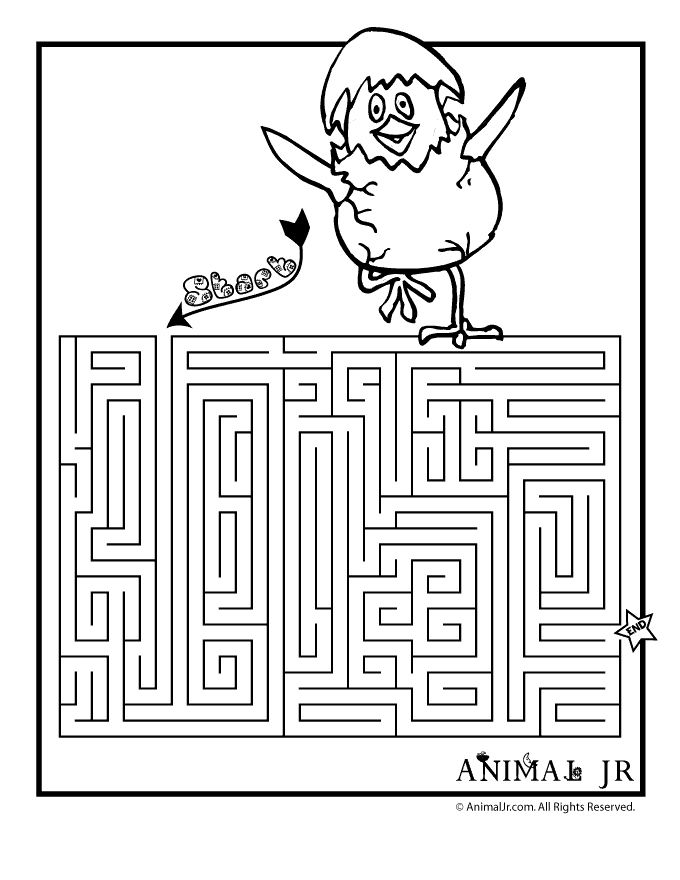 printable spring maze chick woo jr kids activities