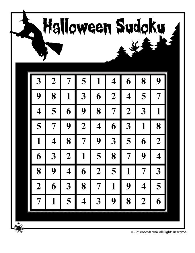 halloween sudoku puzzle 2 answer key woo jr kids activities children s publishing