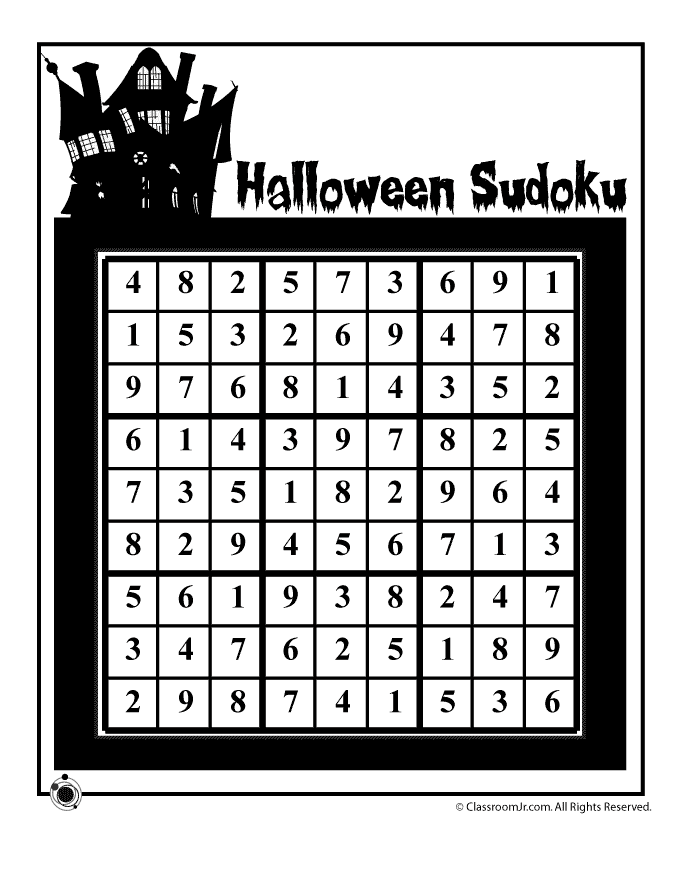 halloween sudoku puzzle 3 answer key woo jr kids activities