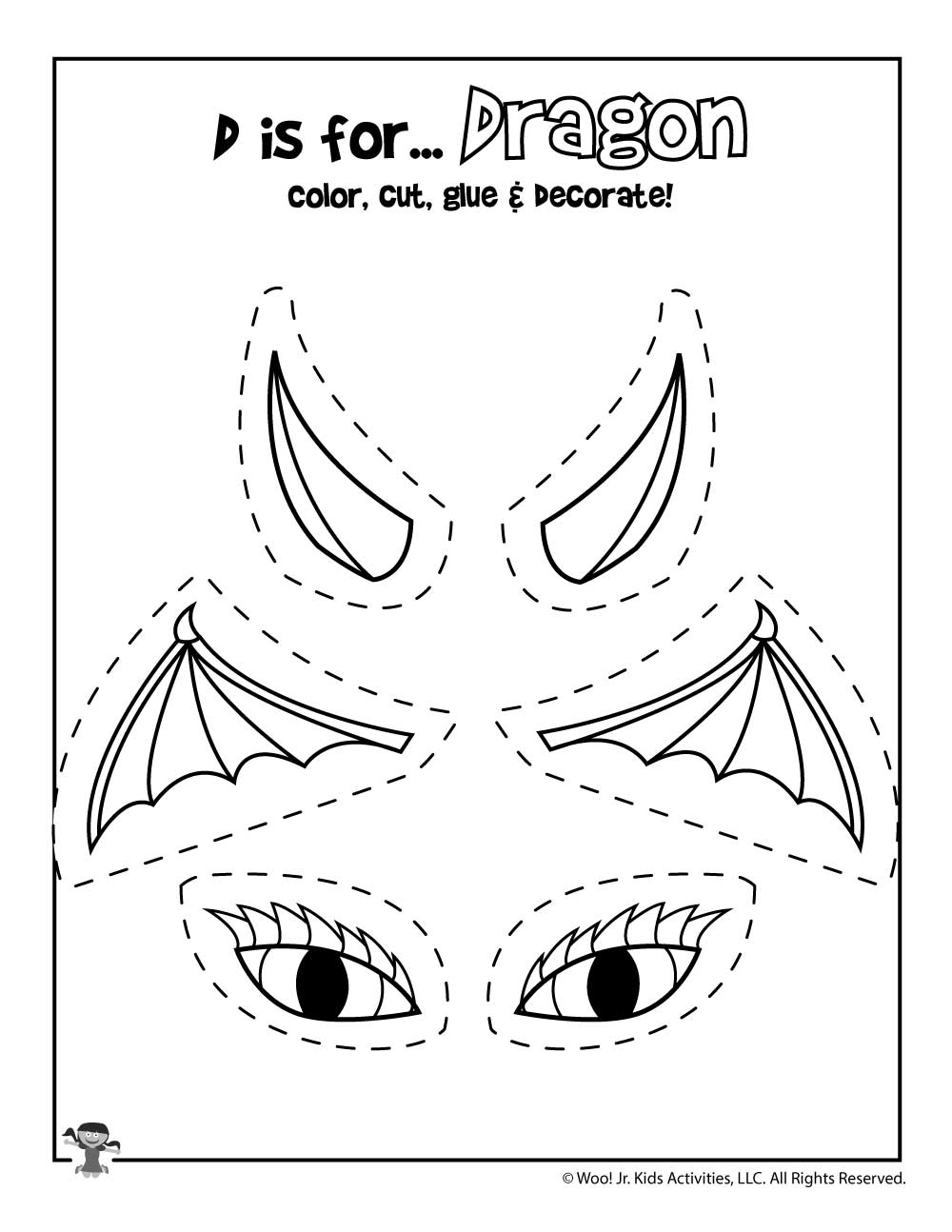 d is for dragon coloring craft activity woo jr kids activities