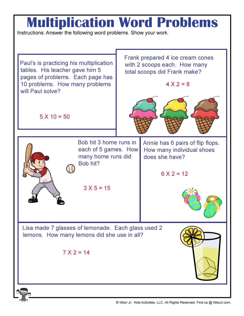 summer multiplication math practice key woo jr kids activities