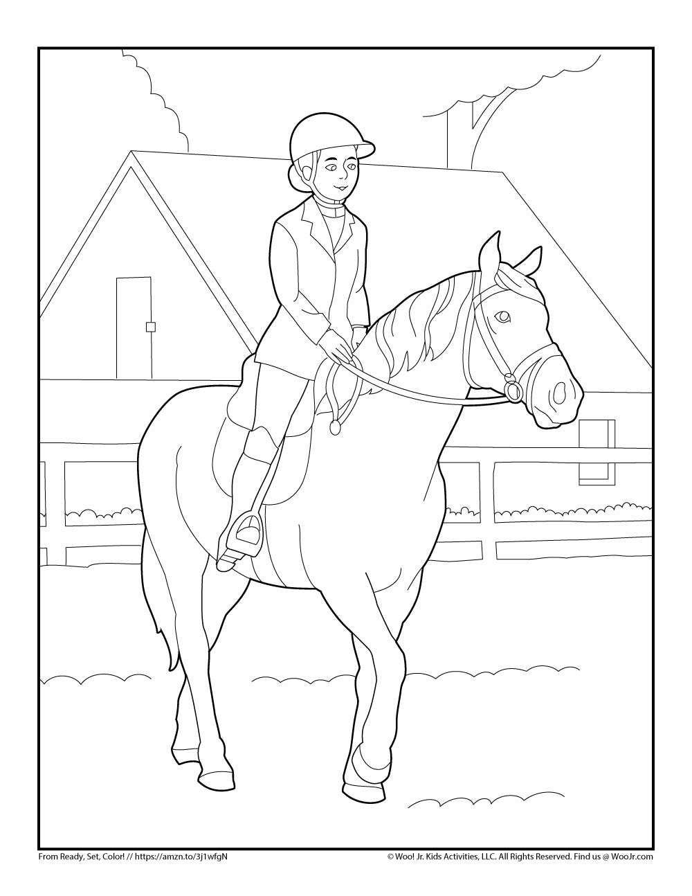 horseback riding free printable coloring page woo jr kids activities children s publishing