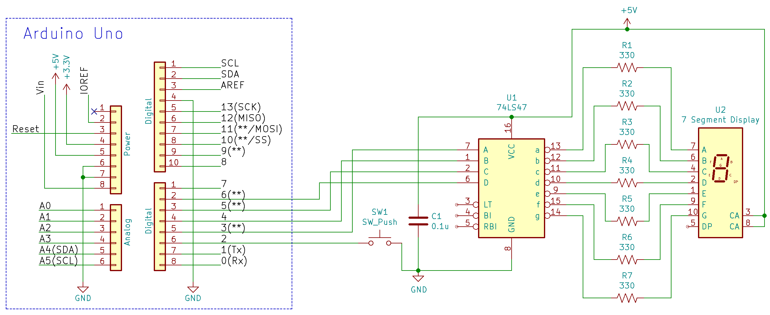 Interfacing A 7-Segment Display To An Arduino Uno - Woolsey Workshop