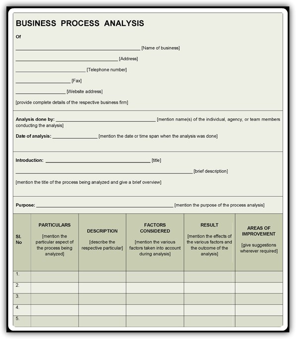 Business Process Analysis Template Free Pdf Sample Example Download