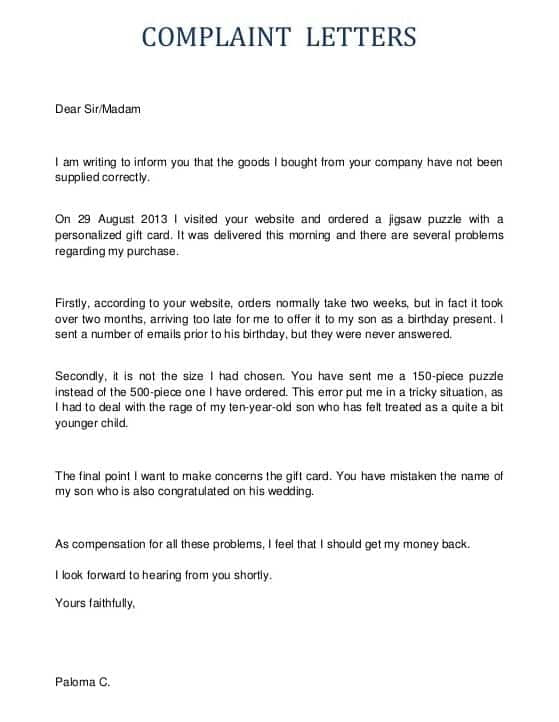 5+ Complaint Letter Formats Word Excel Templates