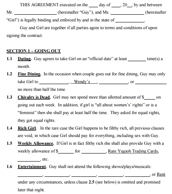 6 Relationship Contract Templates Word Excel Templates