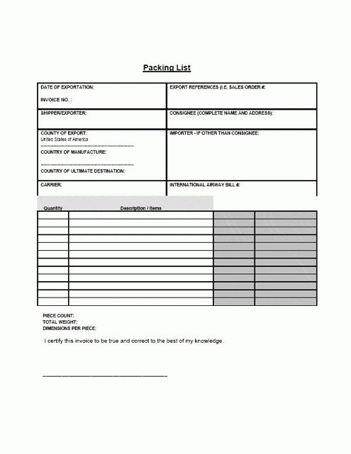 14 Packing List Templates - Excel PDF Formats
