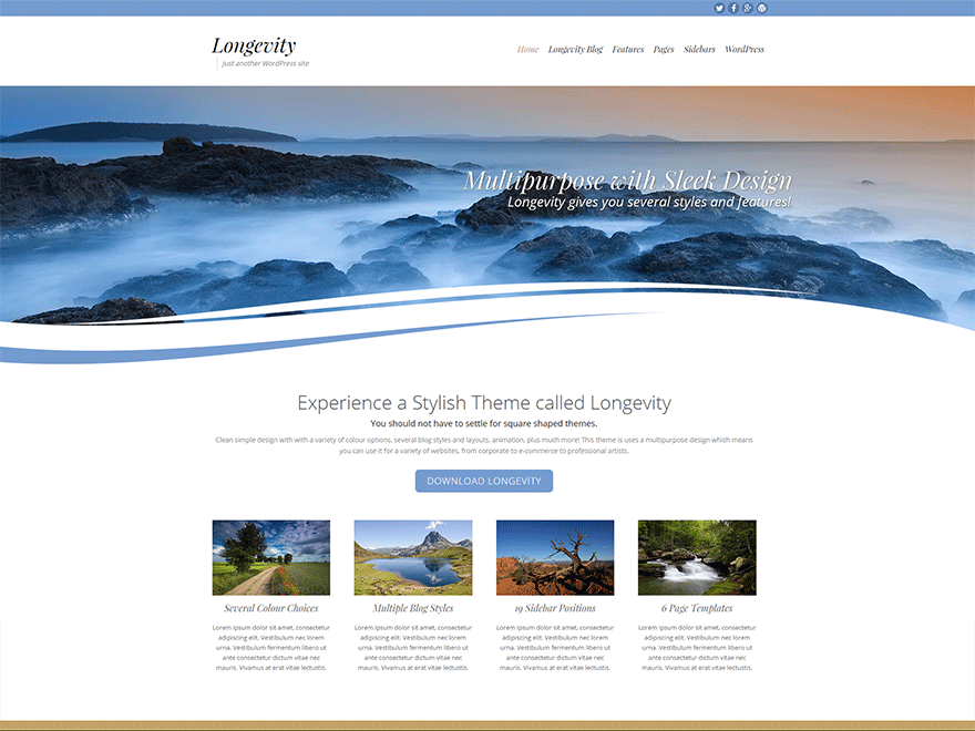 20 temas wordpress responsive, ligeros y bonitos · 1. Longevity - Tema Gratis WordPress - wordpress template