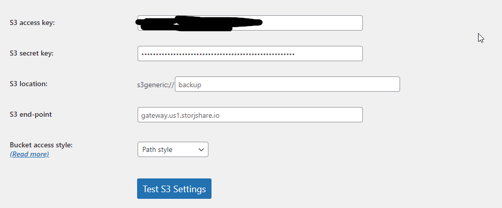 Configure UpdraftPlus Backup/Restore plugin to backup...