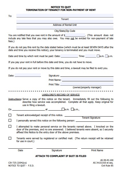17 eviction notice form free word templates