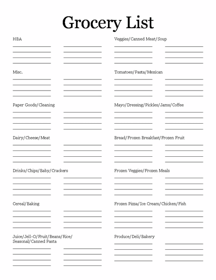 grocery list template 5 free printable templates word