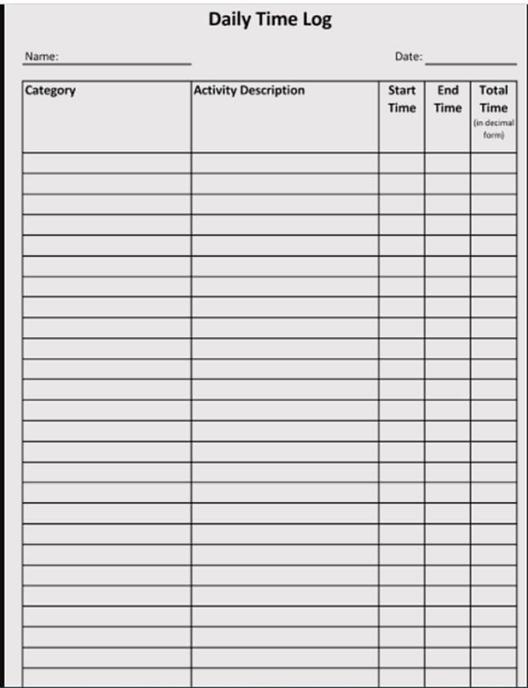 40 free time log templates hourly daily word excel