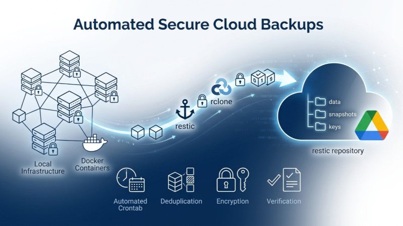 automated backup strategy, self-hosted backup, Restic backup, Rclone backup, professional backup workflow, sync file to dropbox, nextcloud backup