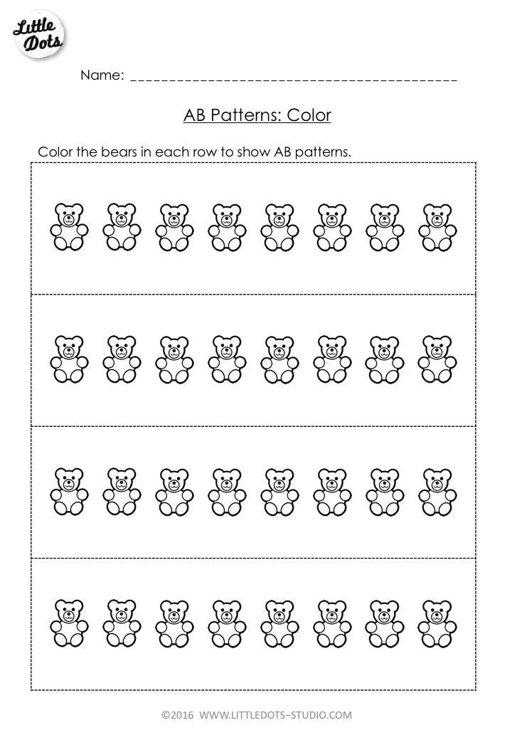 Ab pattern for kindergarten worksheets