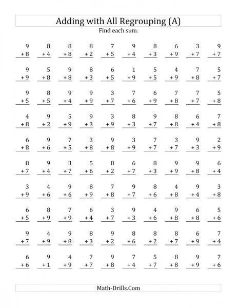 100 problem addition worksheets worksheet hero