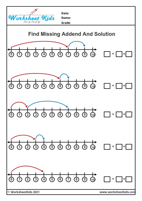 number line addition worksheets for grade 1 free printable pdf