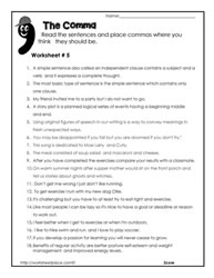 Comma worksheets