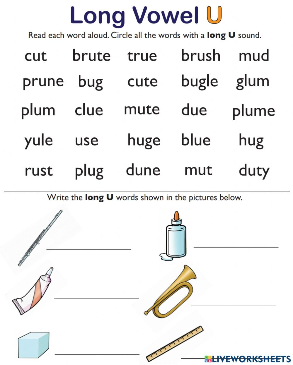 Long u worksheets