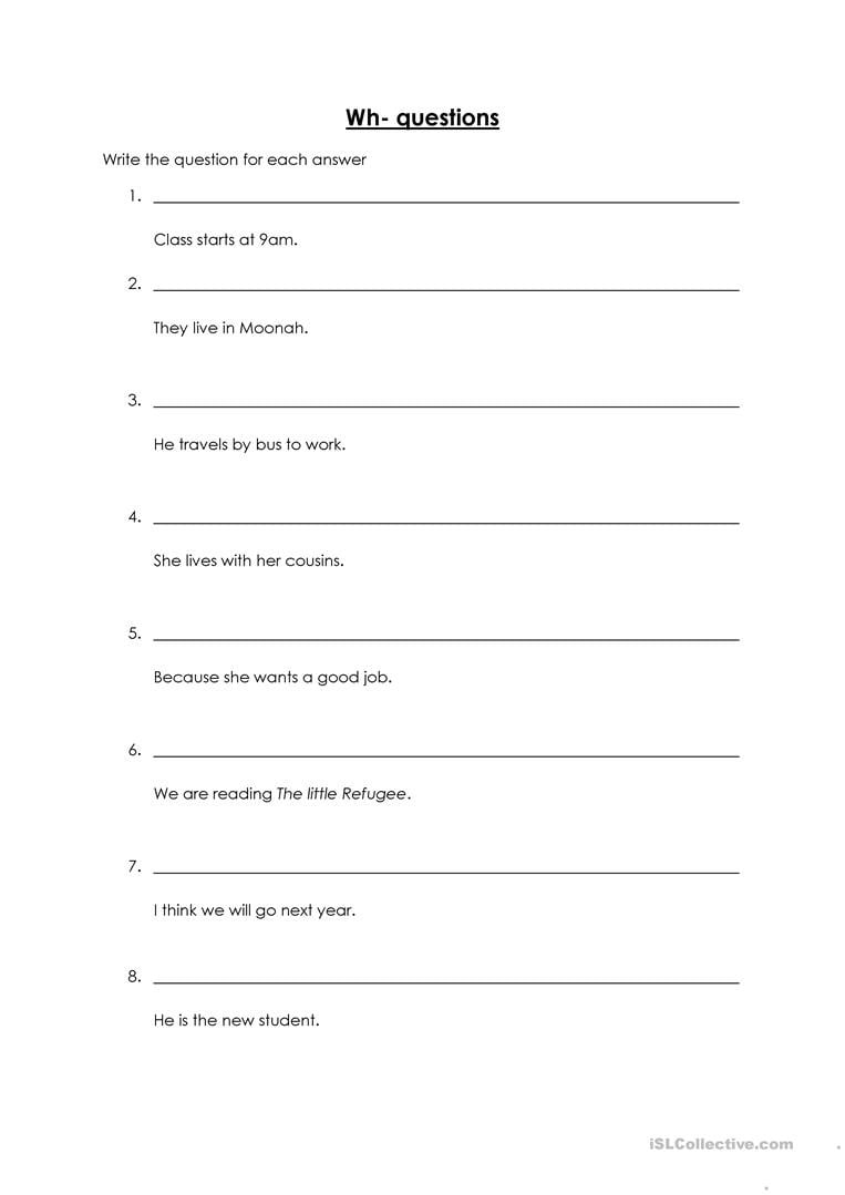 Writing questions worksheets