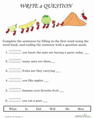Writing questions worksheets