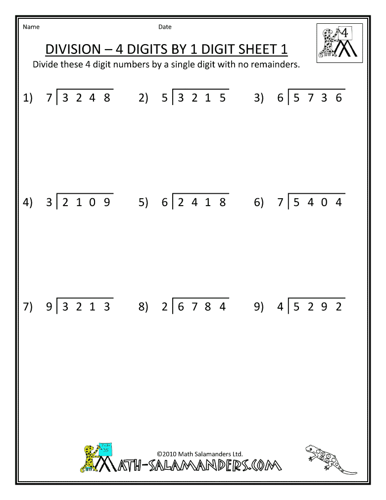 Long division for 4th grade worksheets