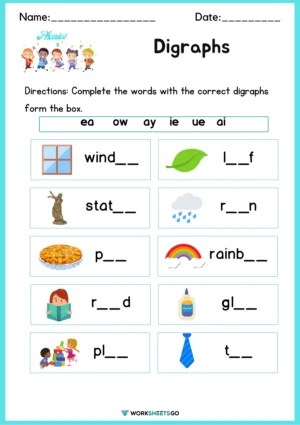 Digraphs worksheets