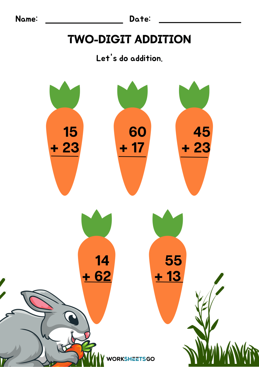 Two-digit addition worksheets