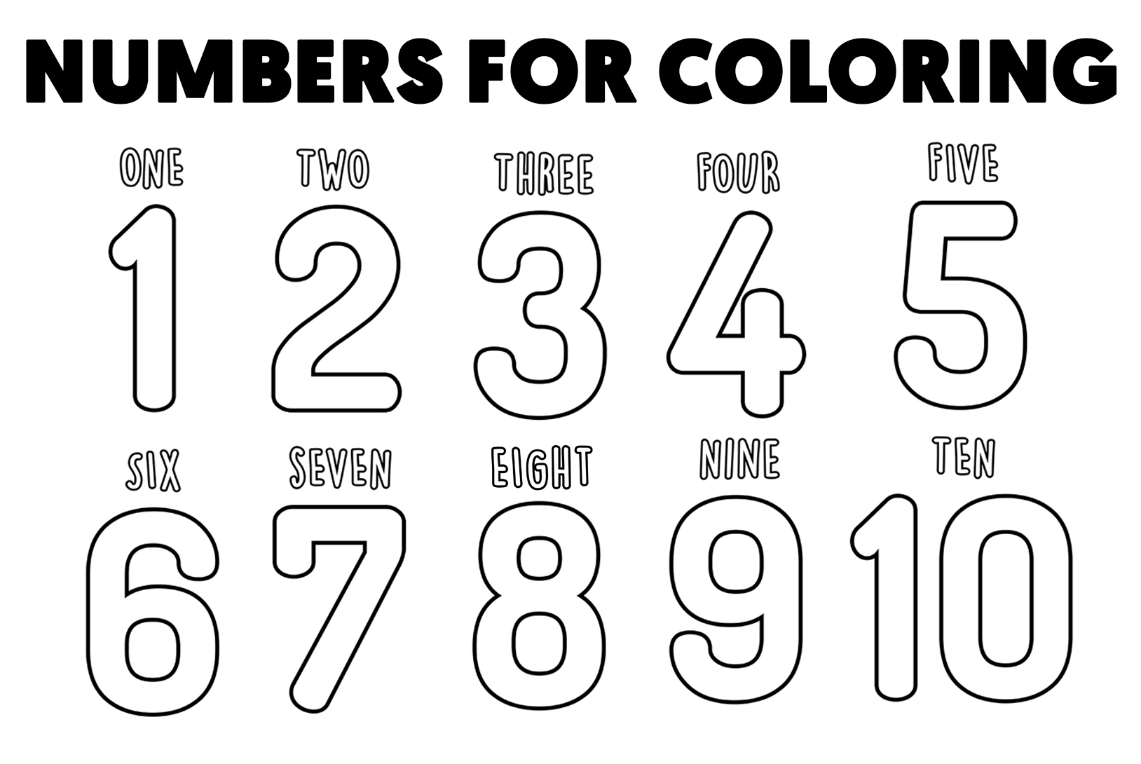 Numbers for coloring worksheets for kids