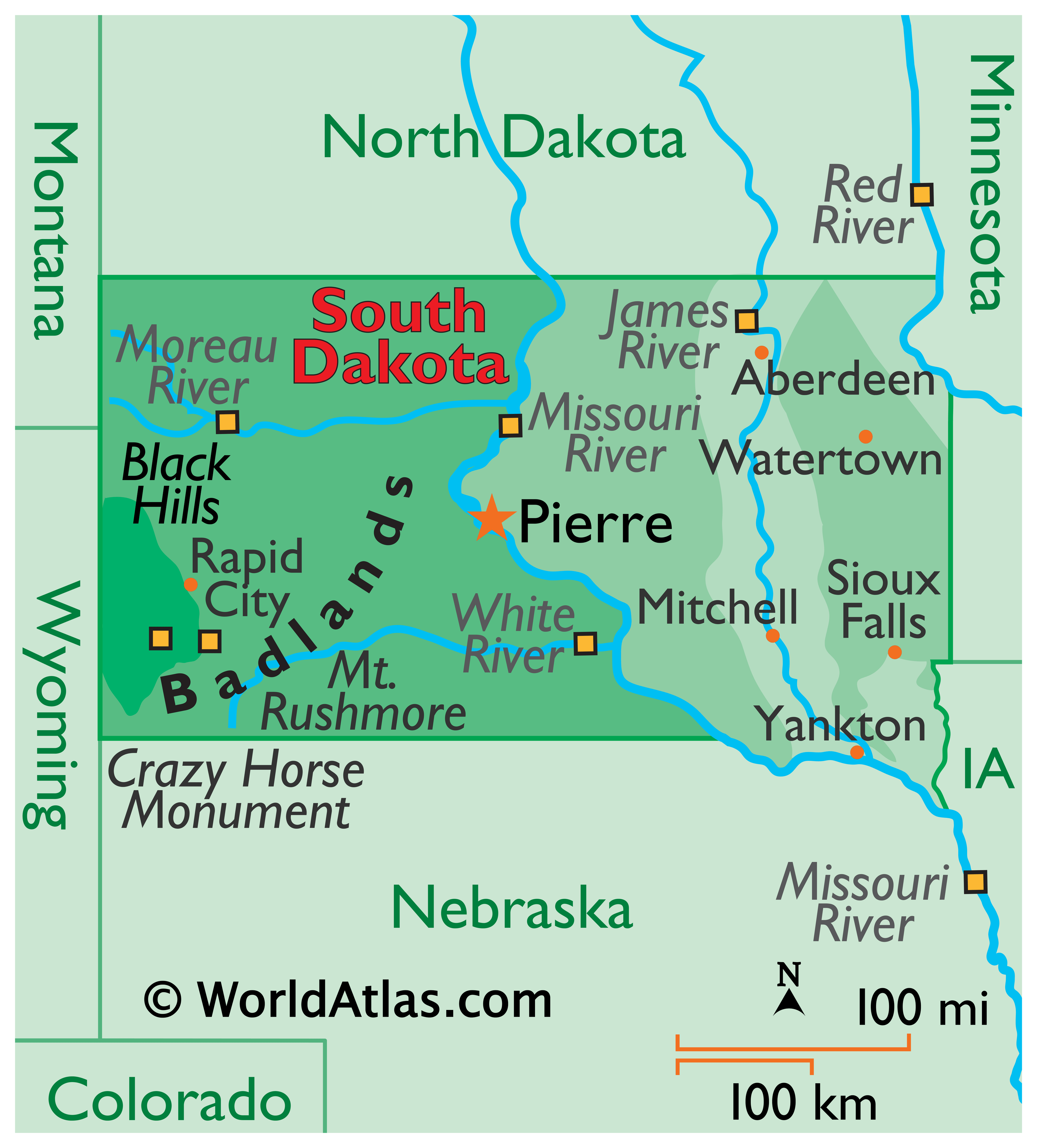 South Dakota Maps Facts World Atlas Sd 01 