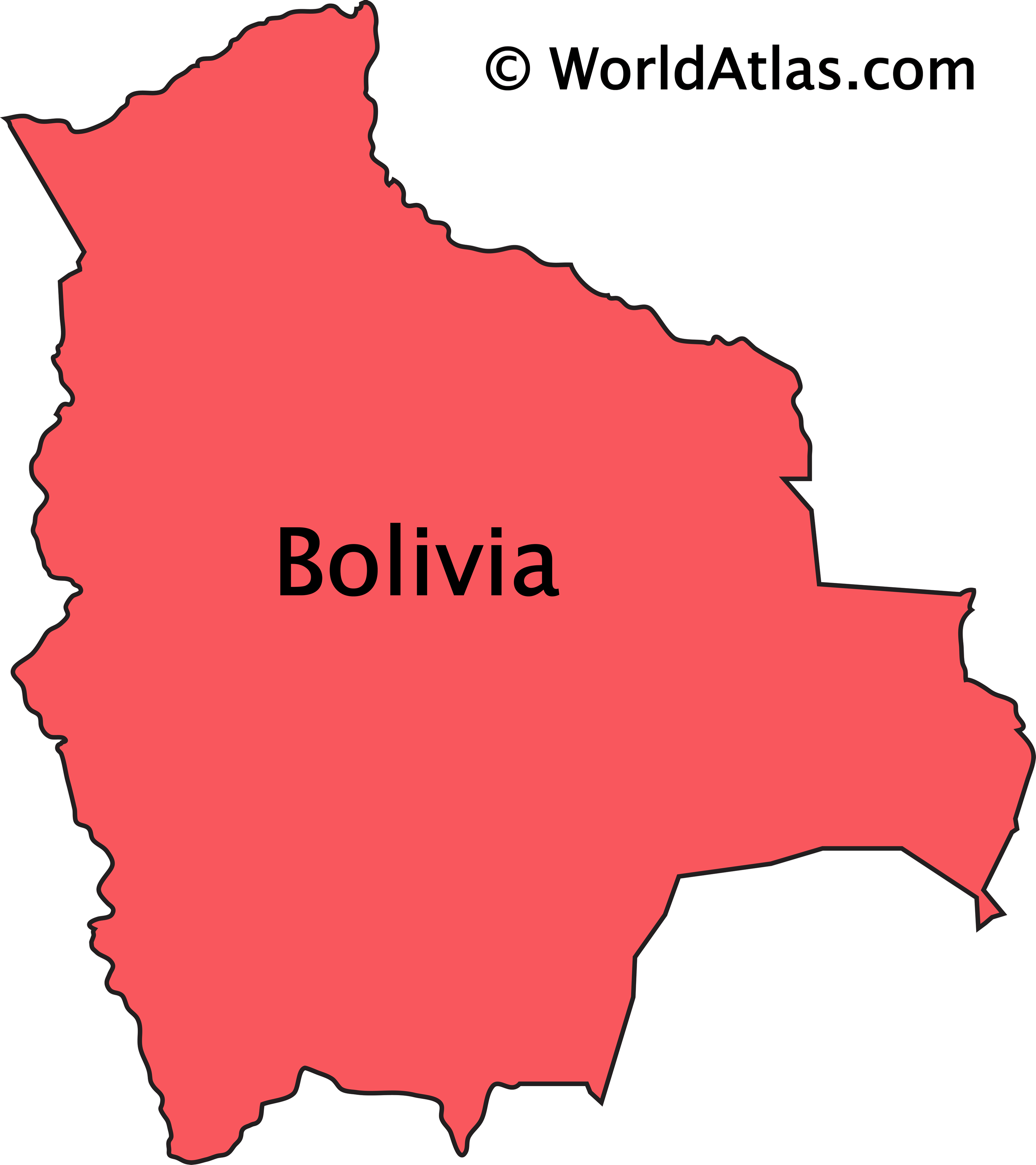 Physical Map Of Bolivia Bo.