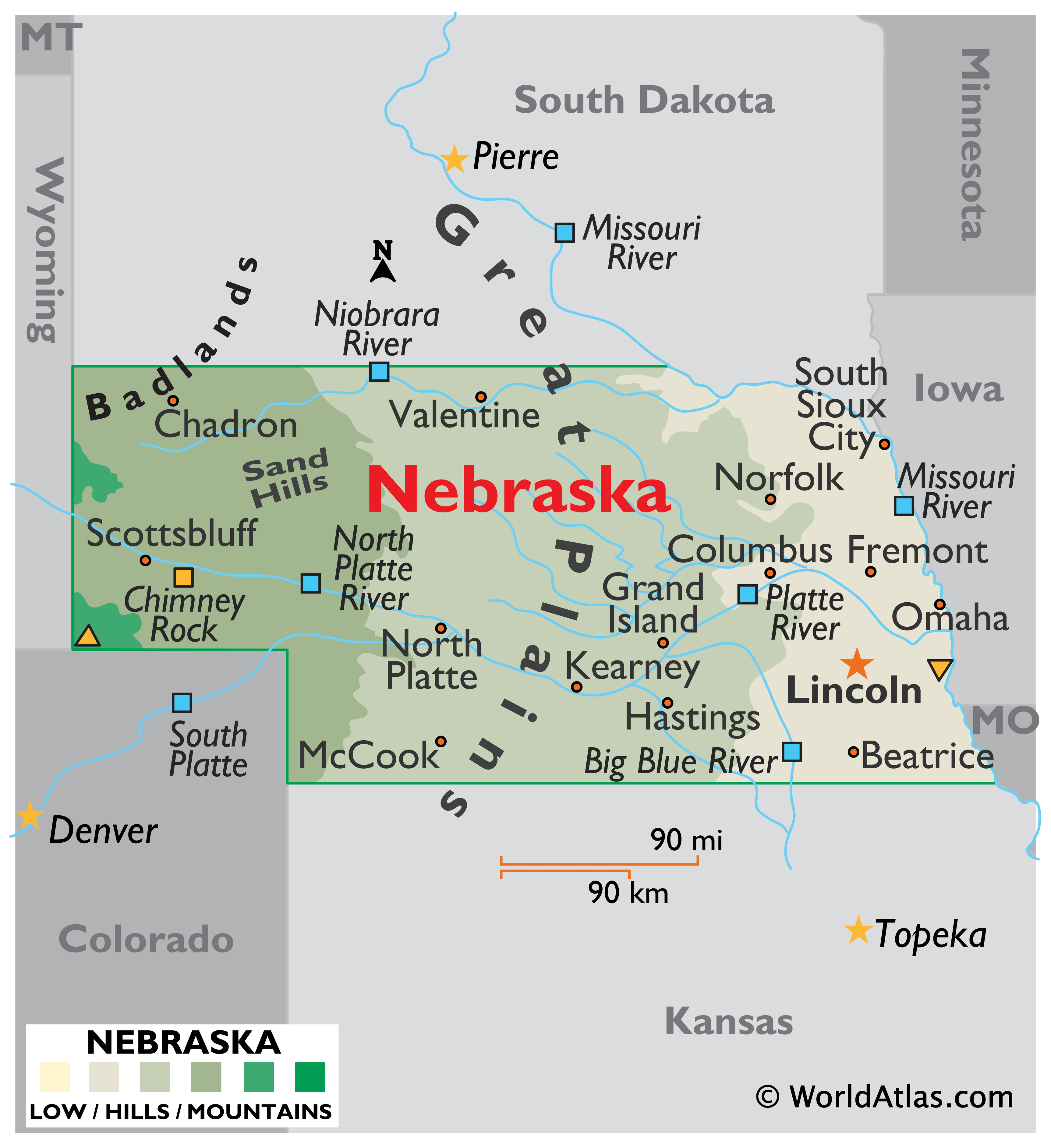 Nebraska State Map With Counties Ne 01 