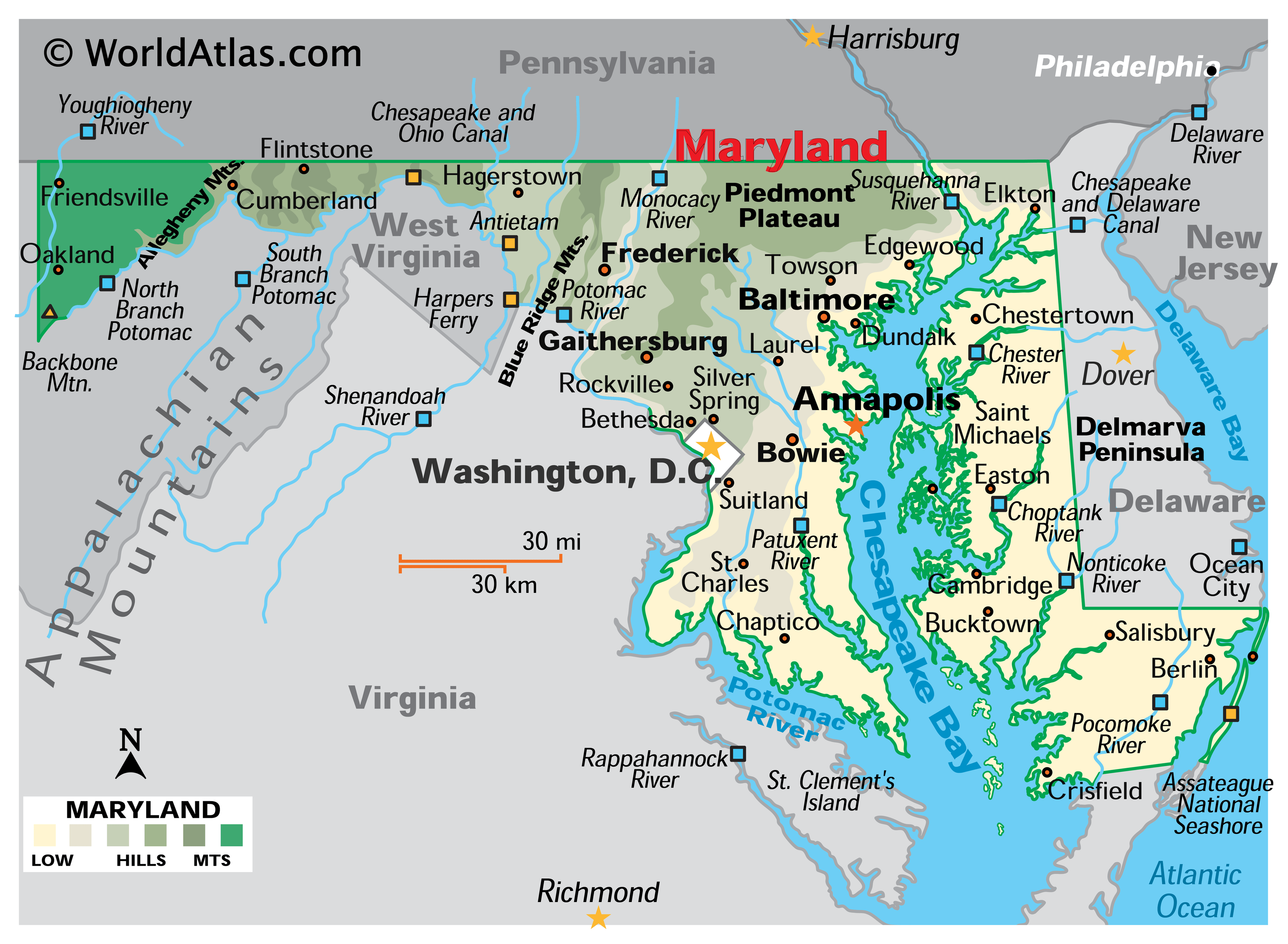 Maryland Maps Facts World Atlas Md 01 