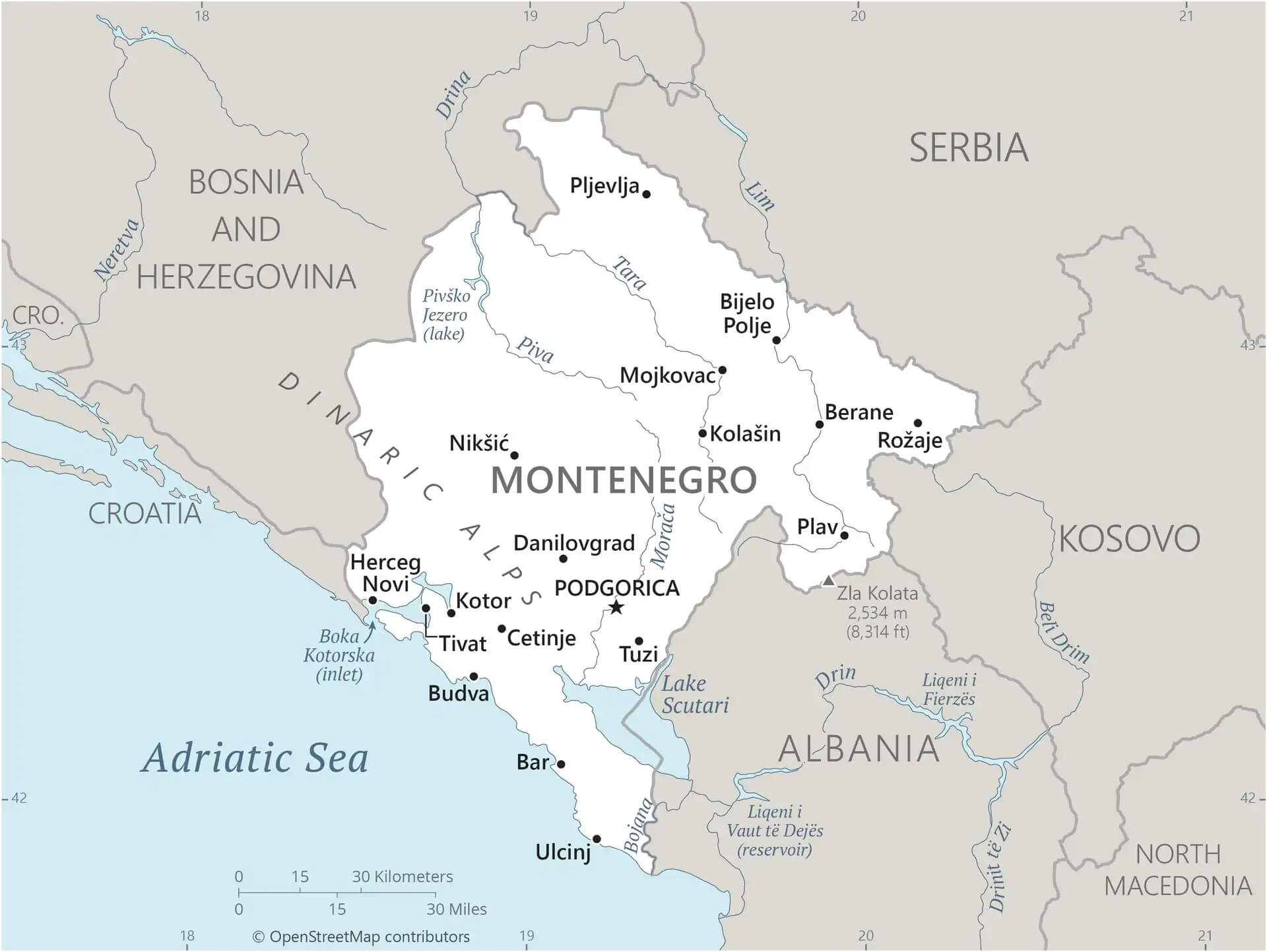 Montenegro Fact Sheet Geography And Population Map Montenegro 