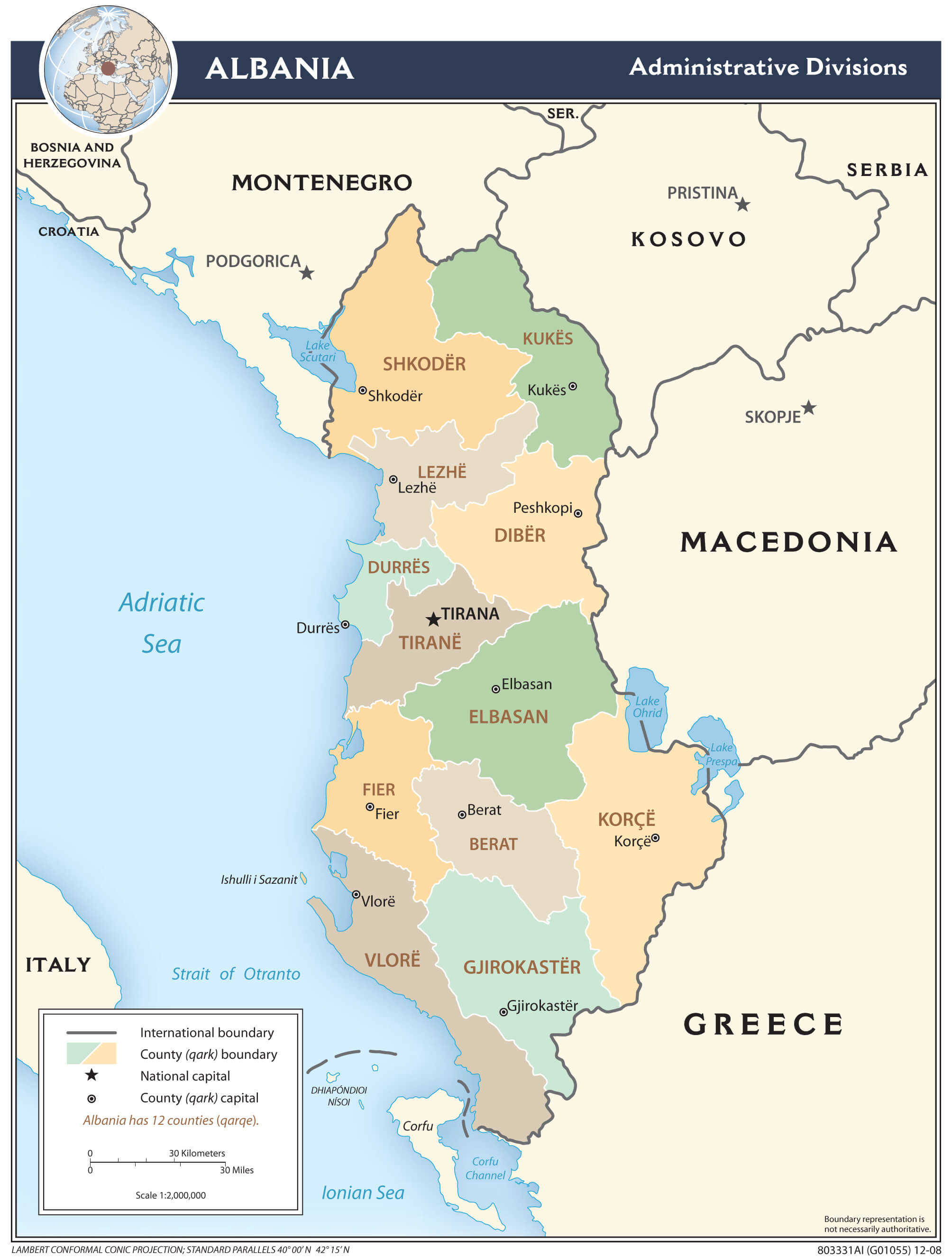 Mapa Albanii Albania Mapa Polityczna Samochodowa Mapa Albanii 