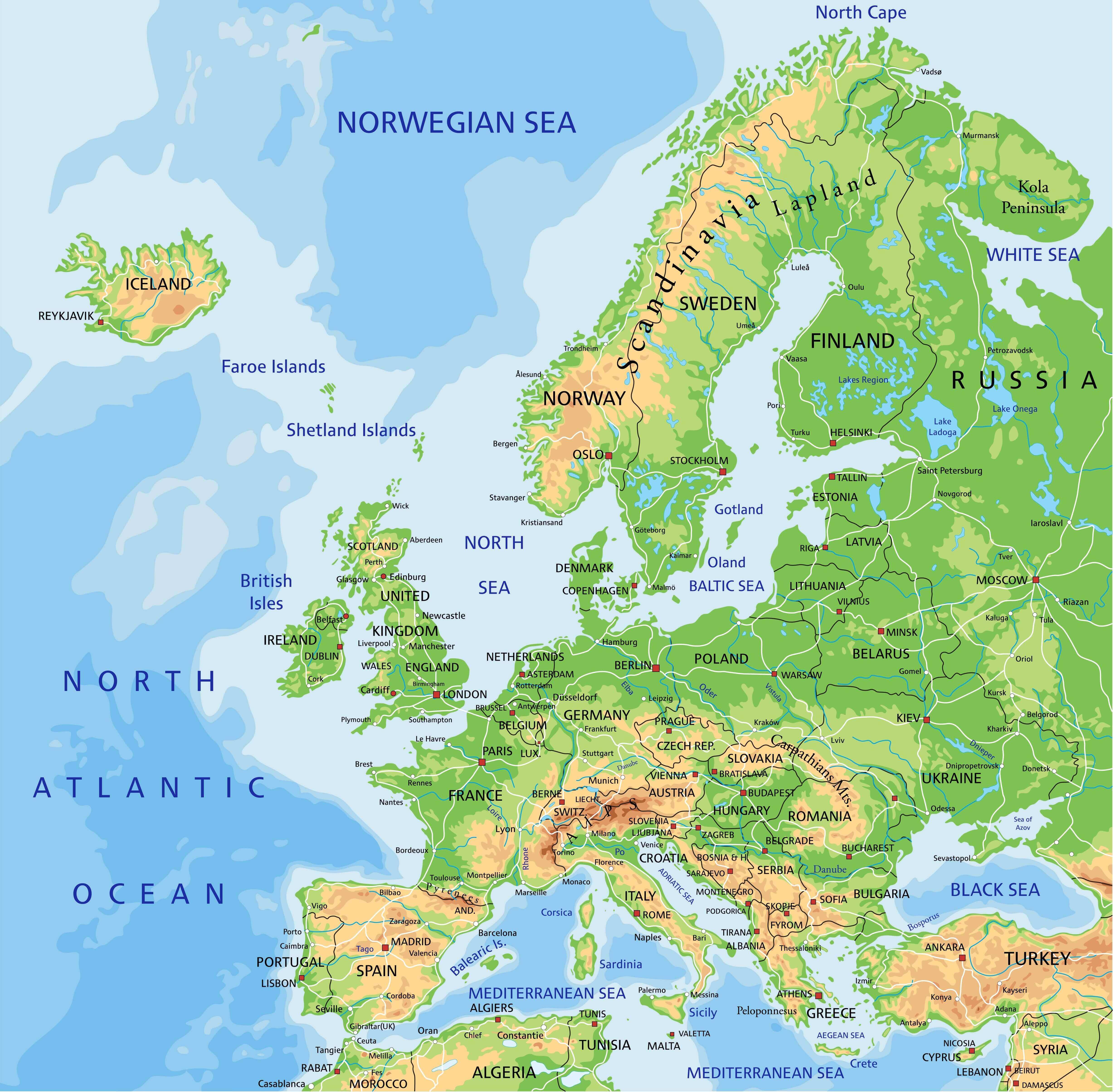 Map Of Europe With Major Cities Europe Map 