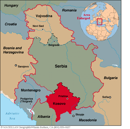 Kosovo Map Regions.