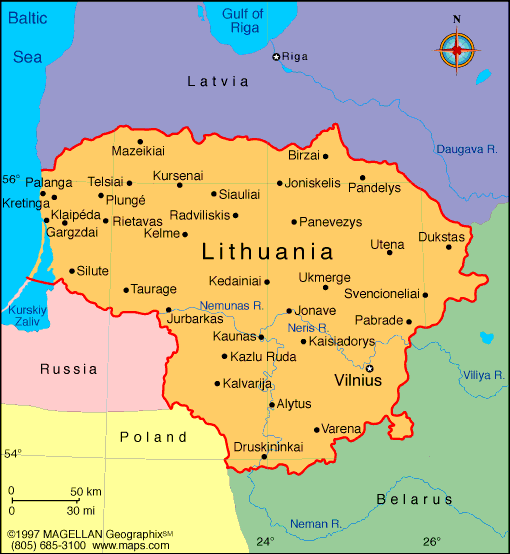 Lithuania Map Political Map Of Lithuania 