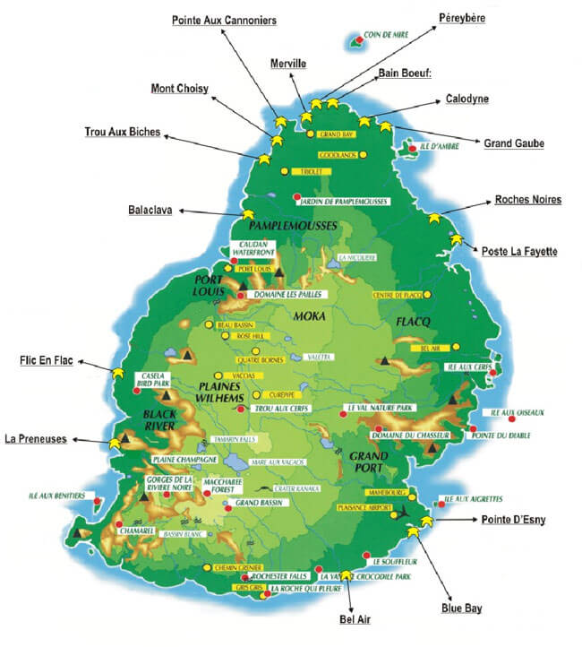 Mauritius Hotels Map Resorts Beaches Guide Mauritius Resorts Map 