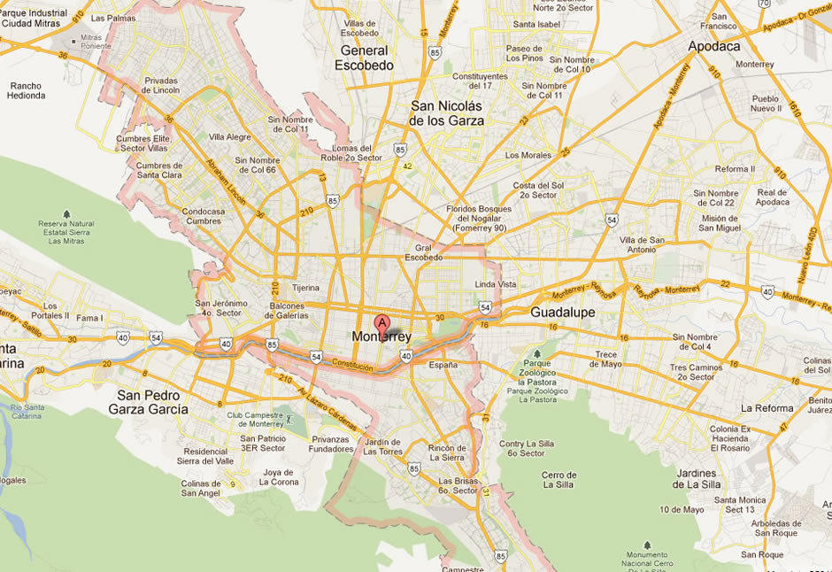 Monterrey Map Mexico Map Of Monterrey 
