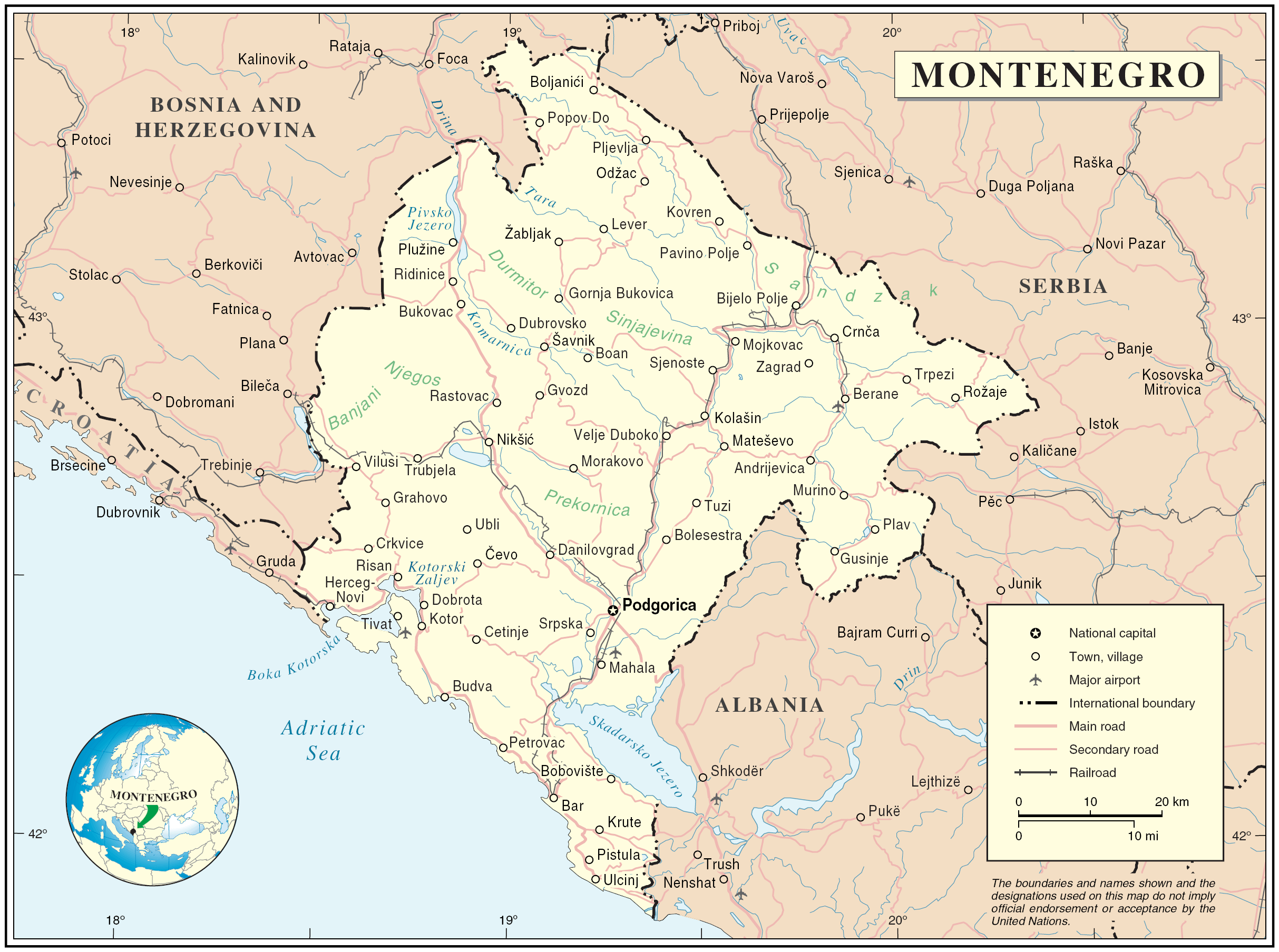 Montenegro Map Montenegro Map 