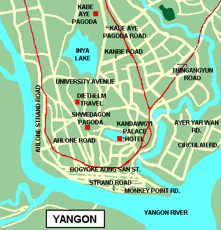 Yangon Map Myanmar City Center Map Of Yangon 