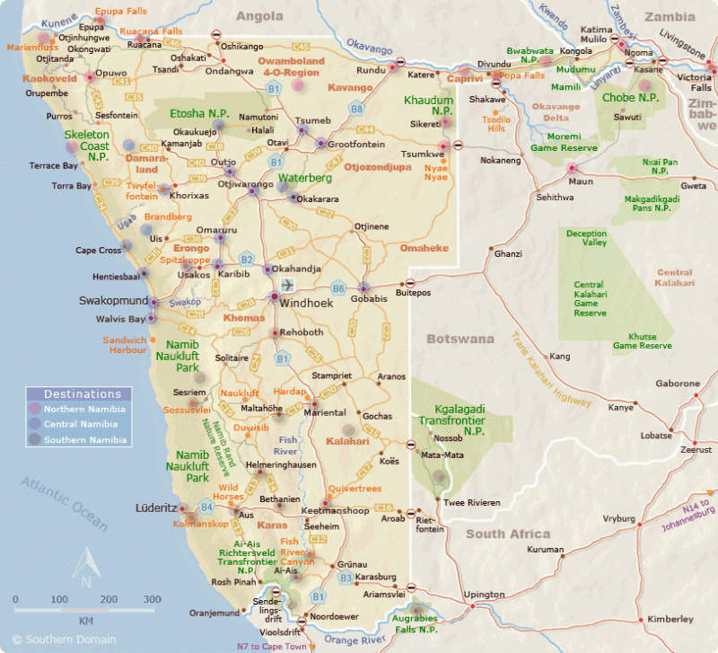 Namibia Tourist Map Ontheworldmap Com - Gorgeous Mobile Landscape Textures | Free Download