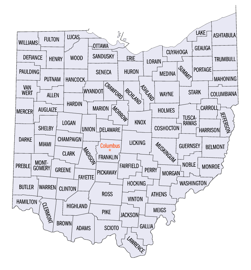 Ohio Counties Map Ohio Counties Map 