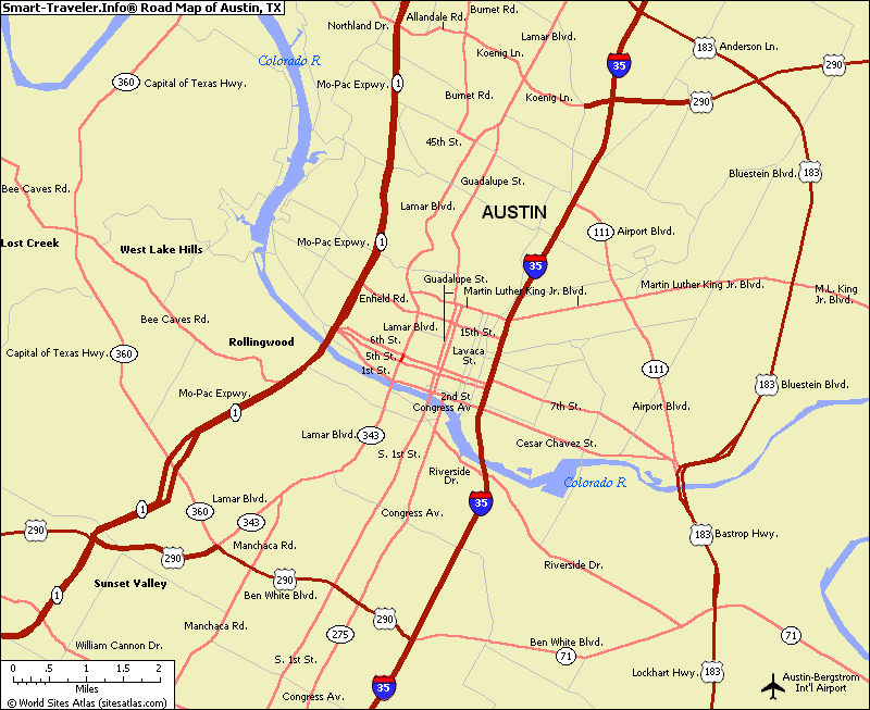 Austin Texas Map Road Map Of Austin 