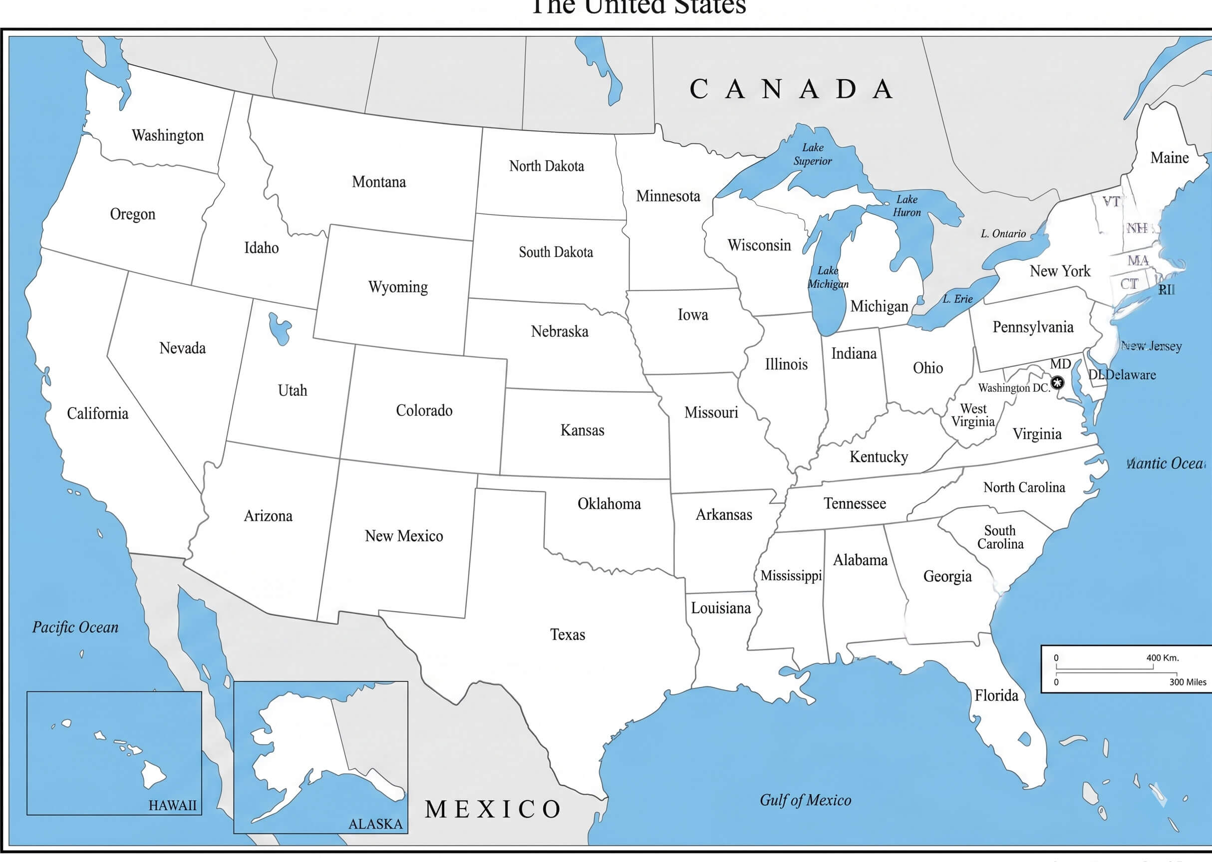 Exploring The United States With A Plain White Map Usa States Map White 